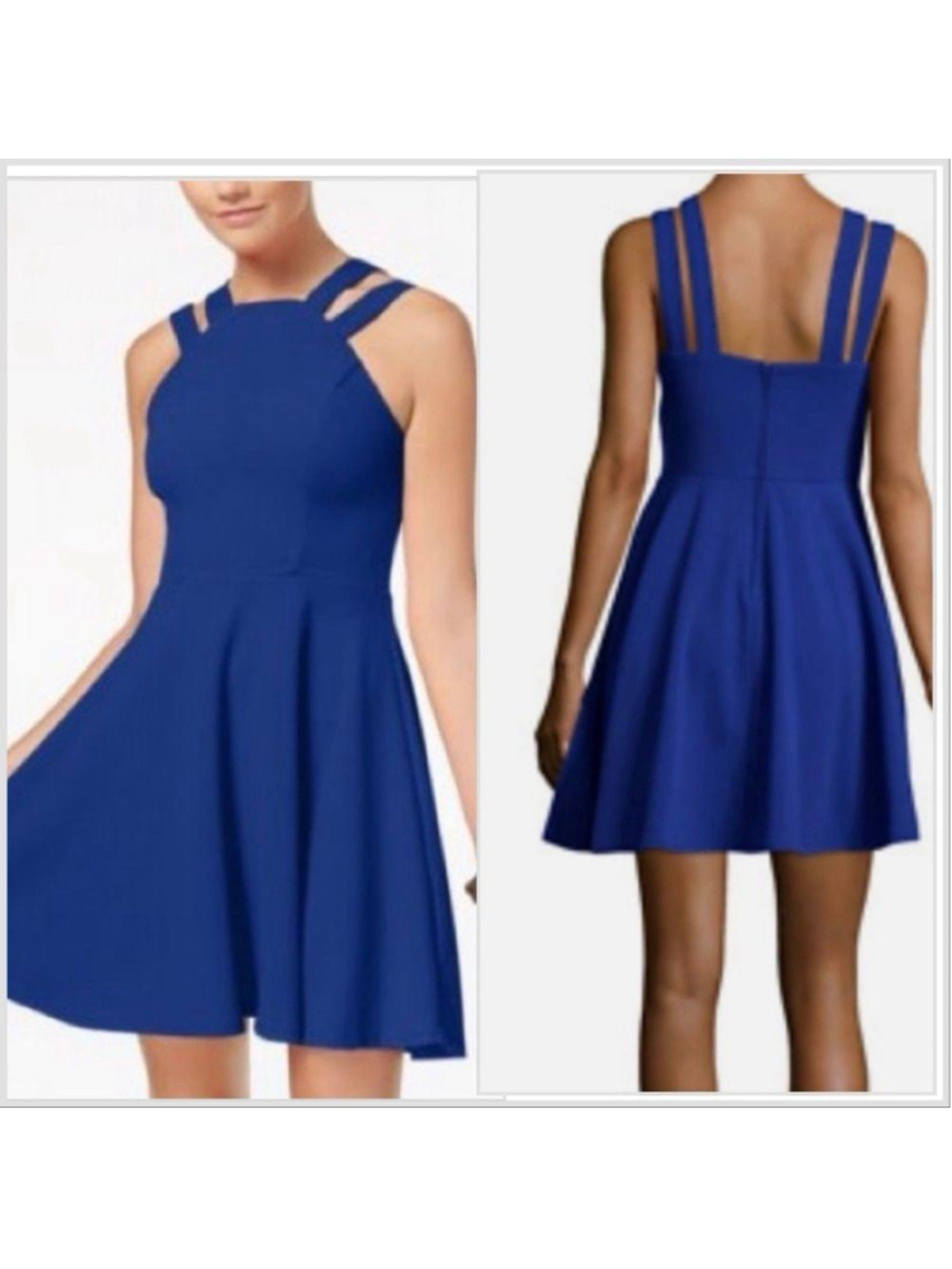 B. Smart Royal blue strappy A-line fit and flare dress size 5